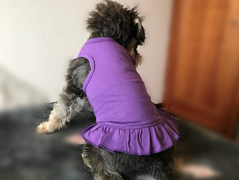 Pet Clothes Small Dog Blank Color Sport Dress T-Shirts Tanks for Female Dogs, 100% Cotton (L, Purple)