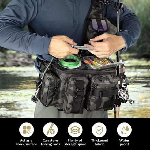 Fishing Tackle Bag - Tactical Sling Storage Bag, Lightweight Backpack for Fishing Hiking Hunting Camping