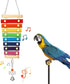 HZAKXIN Large Parrot Suspensible Xylophone Toy, Multicolored Natural Wooden Bird Chewing Toys with