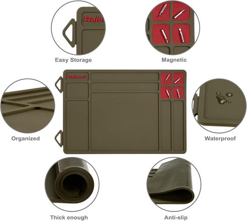 Raiseek Cleaning Mat, Pistol Gun Maintenance Mat,Anti-Slip Rubberized Repair Mat 15.9" x 9.8"