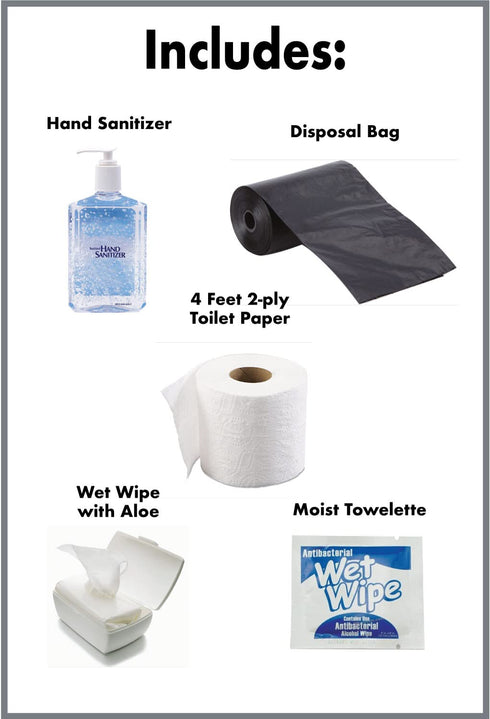 Sh!t Kit Single Use Portable Travel Bathroom Pack with 2 ply Toilet Paper, Wet Wipes & Hand Sanitizer - 10 units