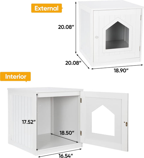 ZENY White Cat House & Litter Box Enclosure with Ventilation