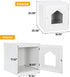 ZENY White Cat House & Litter Box Enclosure with Ventilation