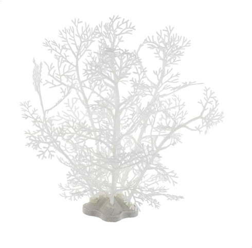 JIH Aquarium Decor Plastic Plant Small, Fish Tank Ornament Artificial Plants 8 inch (White, 2 Pcs)