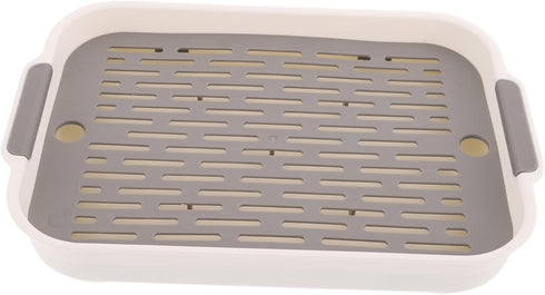 Rabbit Litter Box Rectangular Small Pet Toilet with Raised Fence Non-Slip Bottom