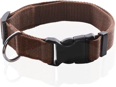 SALO Nylon Dog Collar, Adjustable Collars for Medium Large Dogs, 1 Inch Wide (1" x 16-23", Brown)