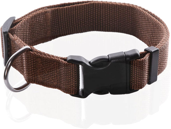 SALO Nylon Dog Collar, Adjustable Collars for Medium Large Dogs, 1 Inch Wide (1" x 16-23", Brown)