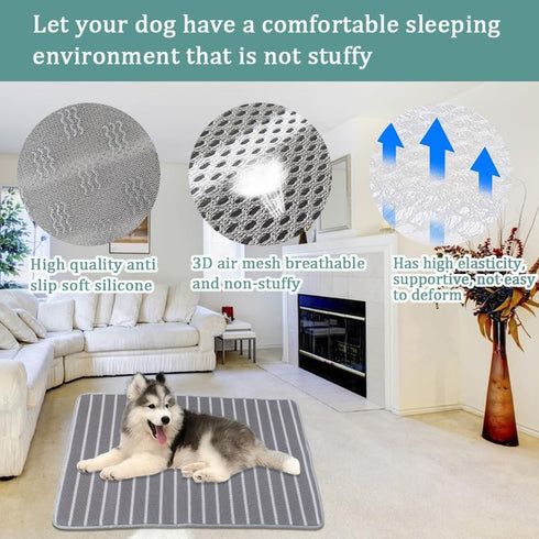 Breathable Dog Crate Mat with Anti-Slip Bottom, 3D Air Mesh Pet Crate Pad, Machine Washable Pet Mat for Dog Sleeping