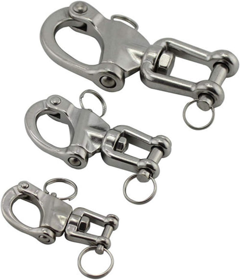 NRC&XRC Pair Jaw Swivel Snap Shackle, 316 Stainless Steel for Sailboat Spinnaker Halyard