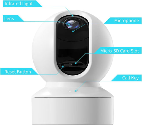 Pet Camera, 2K HD Dog Camera with Phone APP, 360° Pan/Tilt View, Night Vision, Motion Tracking Alarm