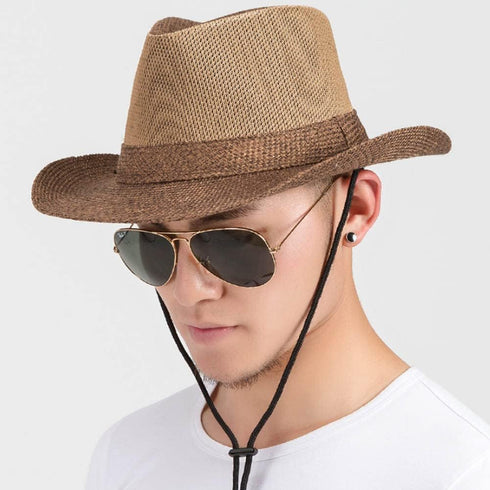 Wide Brim Straw Panama Hat, Fedora Beach Sun Hat UPF50+ Unisex Fishing Hats