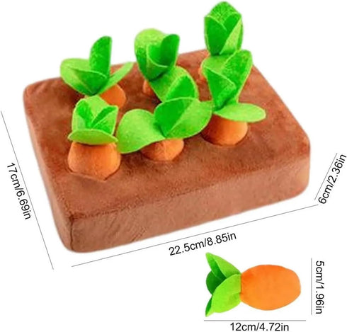 Genrico Dogs(22.5 17.5CM) Carrots Enrichment Dog Puzzle Toys Hide and Seek Carrot Farm Patch Snuffle Toy for Puppy