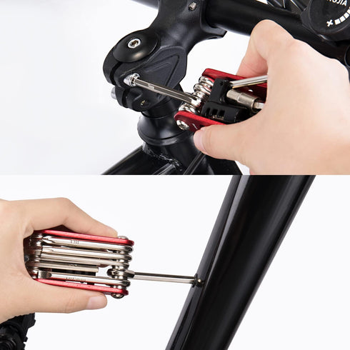 WOTOW 14 in 1 Bike Repair Tool Kit & Saddle Bag - Hex Key Wrench Multitool Set for Bicycle