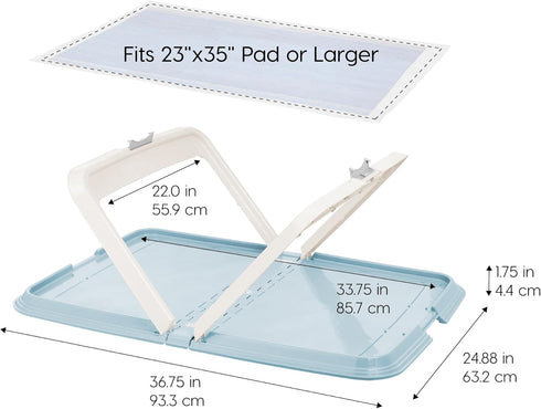 IRIS USA Pee Pad Holder, XL, Foldable Marking Dog Pad Holder with Non-Skid Rubber Feet, Fits 23"x35" Pad or Larger