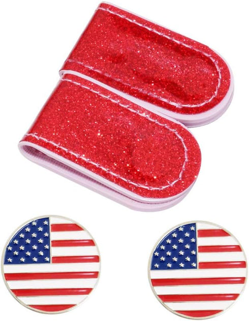 Glitering PVC Golf Hat Clip with Ball Marker, Includes 2 Hat Clips and Golf Ball Markers