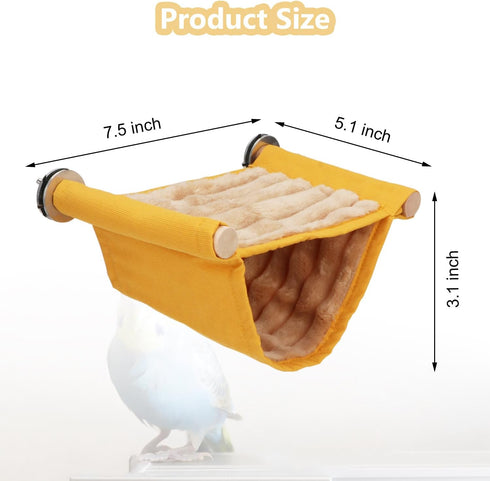 Wontee Hamster Plush Hammock - Bird Hanging Bed Nest for Small Pets, Yellow, S