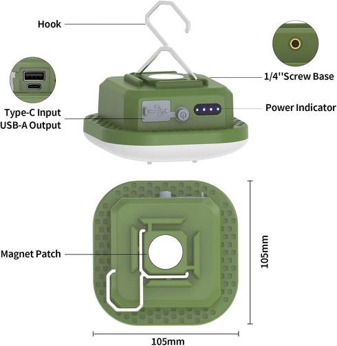 Rechargeable Camping Lights - 800LM LED Lantern with Magnet, 5 Lighting Modes, 4500mAh, IP54 Waterproof for Outdoor Use