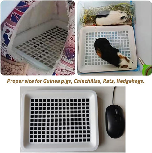 Chinchilla, 9.8x7.6x1.18 Guinea Pig Litter Tray Pan with Grate for Cage - Small Animal Potty Trainer - Rattie, and Pet