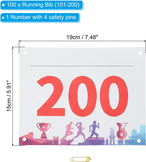PATIKIL Tearproof Running Bib Numbers, Medals Waterproof Race Competitor Numbers with Safety Pin for Marathon Sports