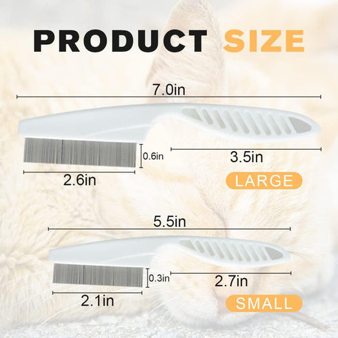 2 Pack Multifunctional Pet Comb, Upgrade Pet Grooming Brush Fine Magic Tear Stain Removal, Fine-Tooth Stainless Massage