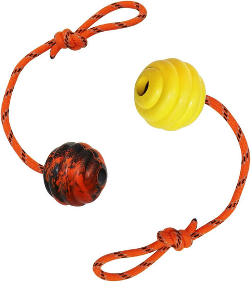 K9 Training Ball with Rope - Indestructible Dog Toy Ball with Handle for Training, Pull, Throw, Tug for Dogs