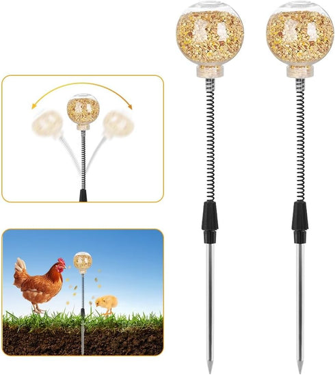 Kalekey 2 Pack Chicken Feeding Toy, Chicken Enrichment Toys with Spring and Ground