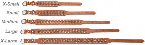 Mushrooms Spiked Rivet Studded Adjustable PU Leather Pet Collars for Cats and Dogs (X-Small, Brown)