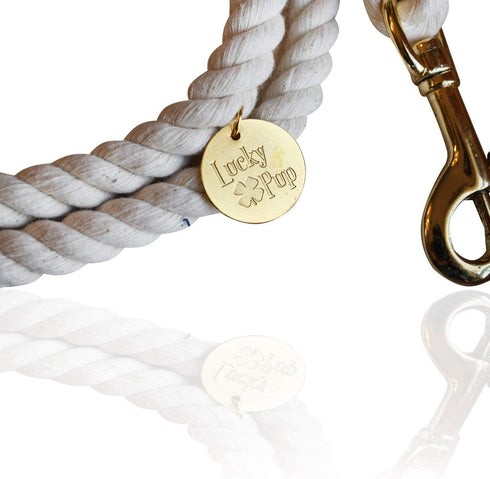 Heavy Duty Rope Dog Leash - 5 ft, Durable Cotton & Comfortable for Medium & Large Dogs - White Wedding Leash