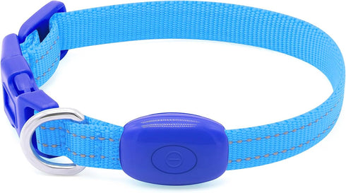 Candofly Light Up Dog Collar, USB Rechargeable Glowing Puppy Collar for Night Walking, X-Small, Blue