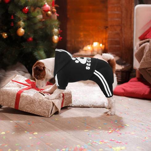 Dog Hoodie, 4 Legs Sweatshirt Jumpsuit, Soft & Warm Pullover Coat for Small Medium Large Dogs Cats (Black, XS)