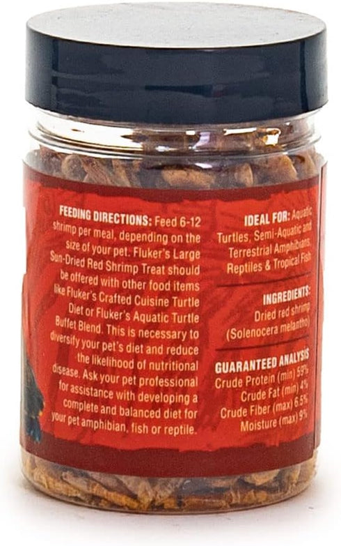 0.6 oz Fluker's All Natural Large Sun-Dried Red Shrimp, High Protein Treats, Aquatic Turtle Food, Great for Aquatic