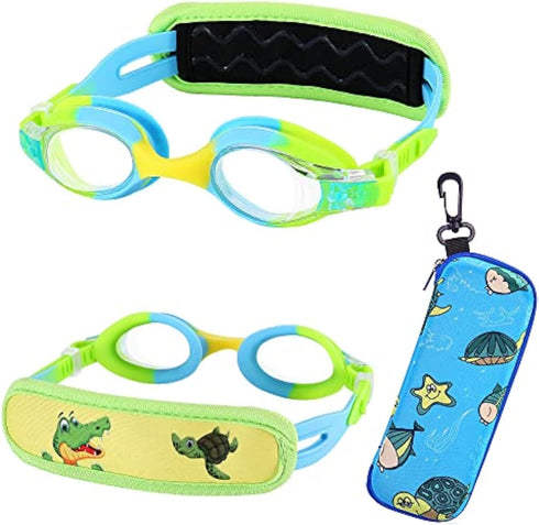 Kids Swim Goggles Age 2-6 - Toddler Goggles No Hair Pull, Child Goggles with Padded Headband