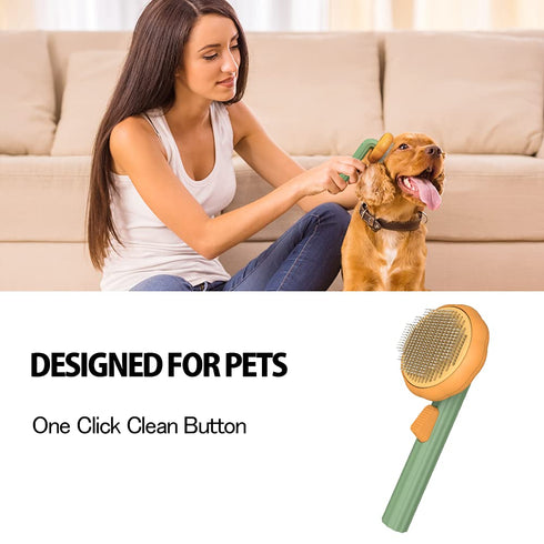 Cat Brush with Release Button, Cute Pumpkin Shape Groom and Clean Dog Comb, Self Cleaning Doodle Brush for Cats and Dogs