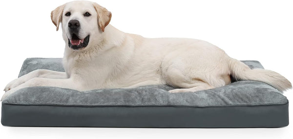 Dog Crate Bed Waterproof Deluxe Plush with Removable Washable Cover, Anti-Slip Bottom, 41 x 27 inch, Gray
