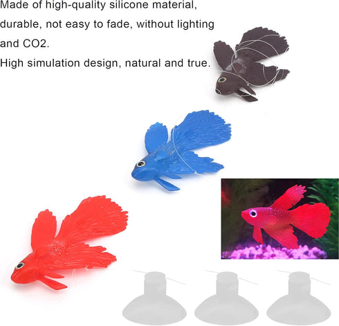 Tnfeeon 3 Pieces Lifelike Aquarium Fish Ornament - Environmentally Friendly Silicone Colorful Gold Fish
