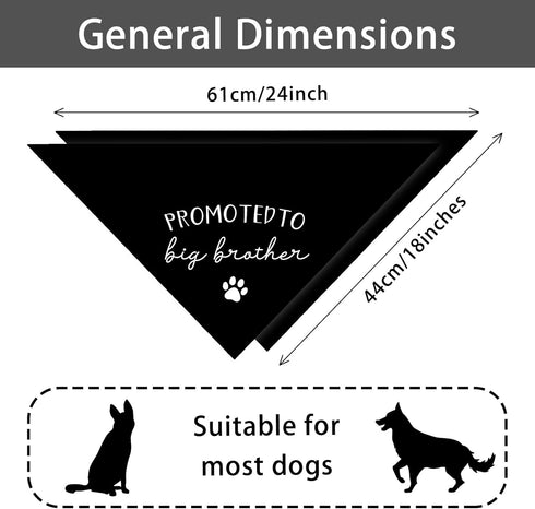 Yishuliwu Pack 2 Promoted to Big Brother Sister White Pet Dog Bandanas Triangle Scarf Bandanas Bibs Birthday Party