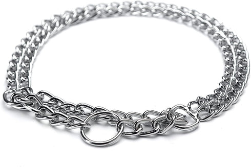 Dog Choker Collar: Martingale Training Double Row Chain for Medium Large Dogs (M-16” for Neck 11-14")