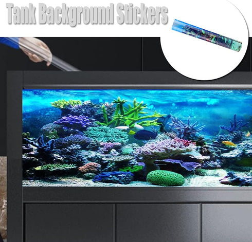 Fish Tank Poster Coral Aquarium Background, Underwater Poster Stickers for Fish Tank 61 * 30