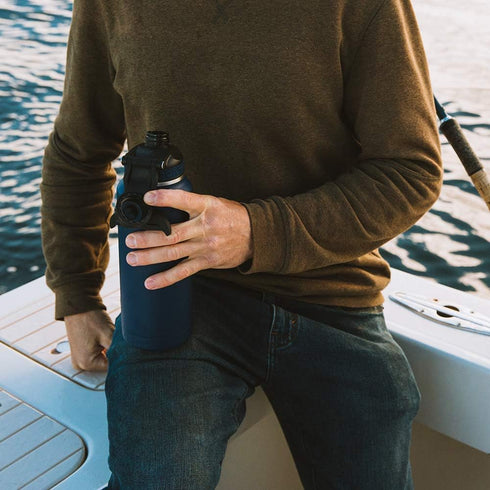ORCA 34oz Insulated Stainless Steel Water Bottle - Powder Coat Finish & Silicone Grip, Dishwasher Safe