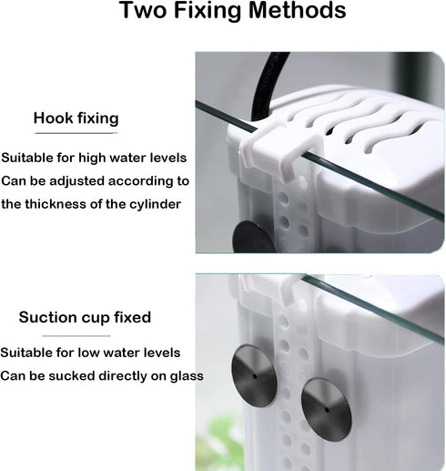 Aquarium Filter for Turtle Tanks, Reptiles, Amphibians, and Fish, Waterfall Flow Clean Pump (White Filter)