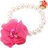 Pet Pearl Flower Collar, Elastic Cat Choker Necklace, Dog Cat Jewelry Accessory for Puppy (Rose Red)