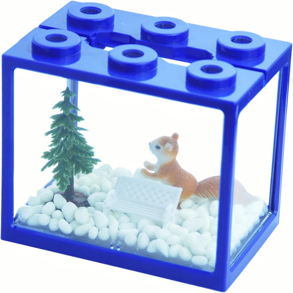 Small Sea Monkey Tank, Stackable Mini Betta Fish Tank Kit with Gravel, Moss Ball, 0.27 Gallon Acrylic Cube Fish Bowl