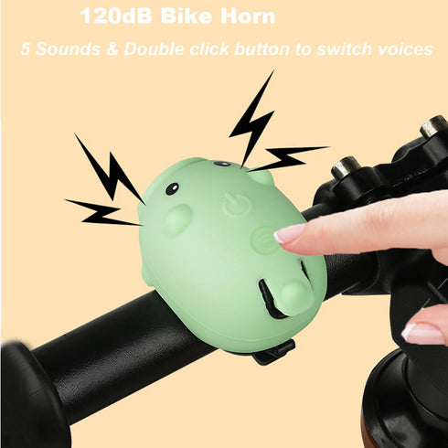 Kids Bike Lights Set for Night Riding, Rechargeable Headlight & Tail Light, 120dB Speaker, Cute Accessories for Girls &