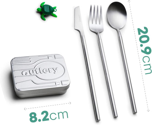 Outlery | Portable & Reusable Stainless Steel Travel Cutlery Set (Raw Silver) - Includes Travel Case for Easy Transport by Outlery