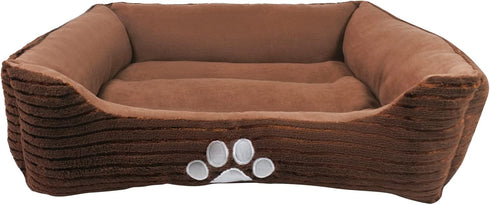 Long Rich Reversible Rectangle Pet Bed with Dog Paw Printing, Medium, New Coffee by Happycare Textiles
