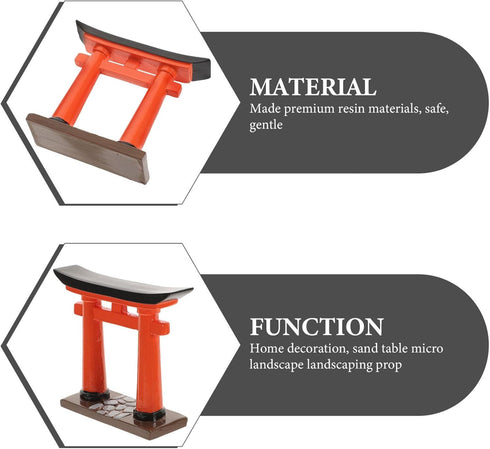 Toddmomy Japanese Torii Gate Statue, 2Pcs Miniature Aquarium Torii Ornament for Zen Garden Decoration