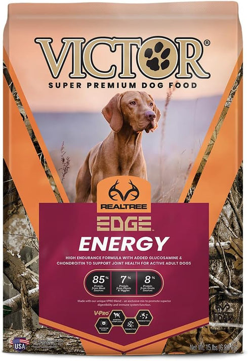 Victor Super Premium Dog Food – Realtree Edge Energy Dry Dog Food, Gluten Free with Glucosamine, 15 lb