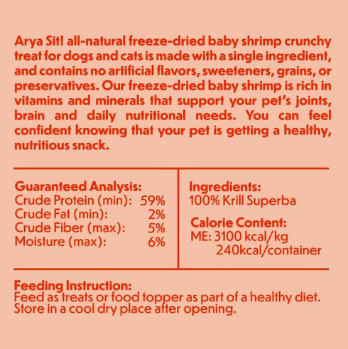 Freeze-Dried Single Ingredient Dog Treats, Baby Shrimp