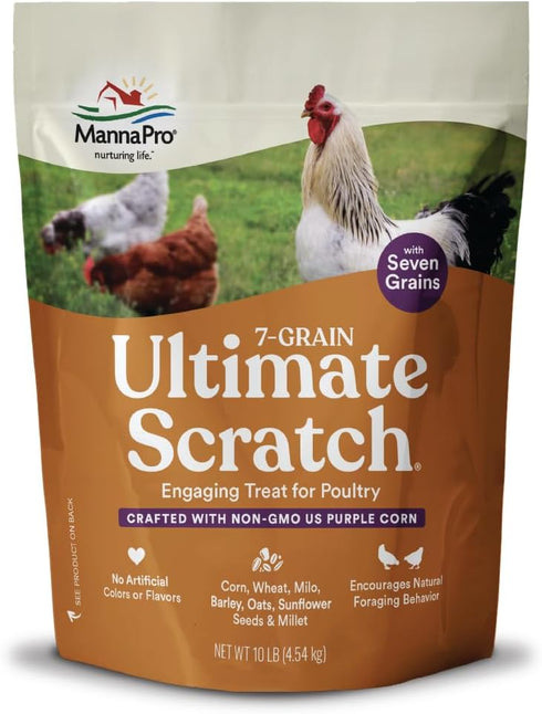 Manna Pro 7-Grain Ultimate Chicken Scratch - Non-GMO Natural Ingredients Scratch Grain Treat for Chickens, 10 lbs