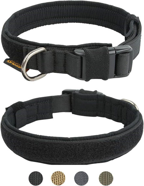 EXCELLENT ELITE SPANKER Tactical Adjustable Nylon Dog Collar - Heavy Duty Military for Small, Medium, Large Dogs (BLK-M)